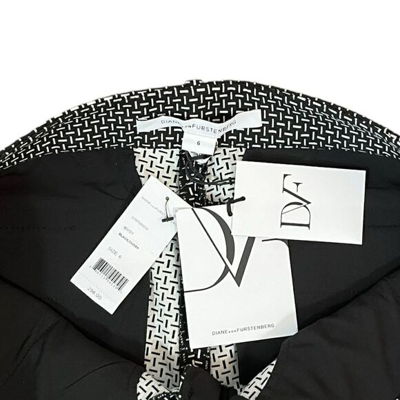 NWT Diane Von Furstenberg Women’s Black And Ivory Geoprint Pants, Size 6, NWT - Picture 6 of 11